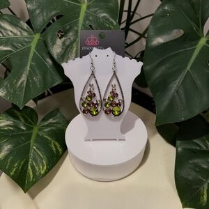 10/ $10 paparazzi Olive and Bronze Teardrop Rhinestone Earrings